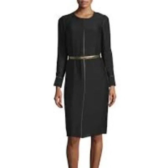 Elizabeth and James Annabelle Long-Sleeve Belted Dress Bronze Black 2 - Picture 1 of 14